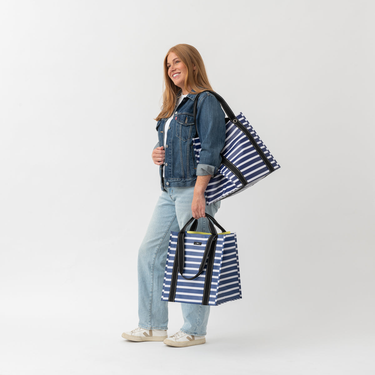 SCOUT Blue and White Stripe Bagette Market Tote