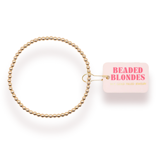 3MM Gold Beaded Bracelet by Beaded Blondes at Luxe & Bow