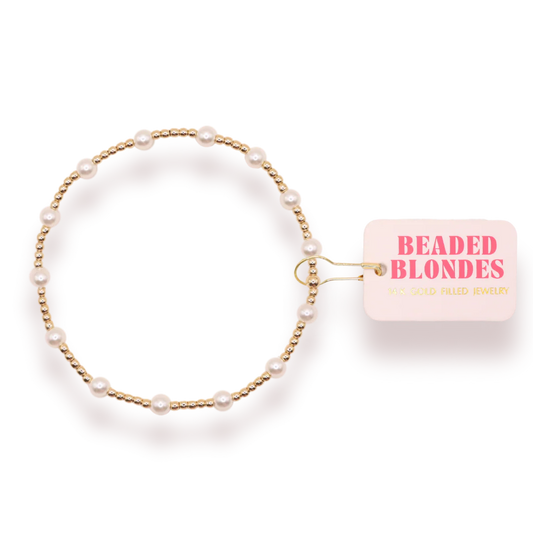 June Pearl Bracelet in Gold by Beaded Blondes at Luxe & Bow