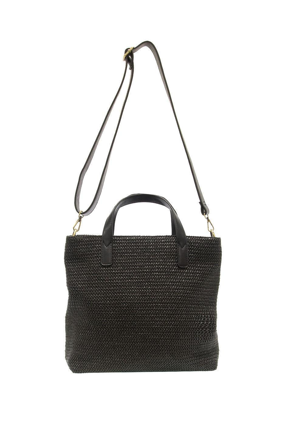 Neutral Lucy Large Straw Convertible Crossbody Tote