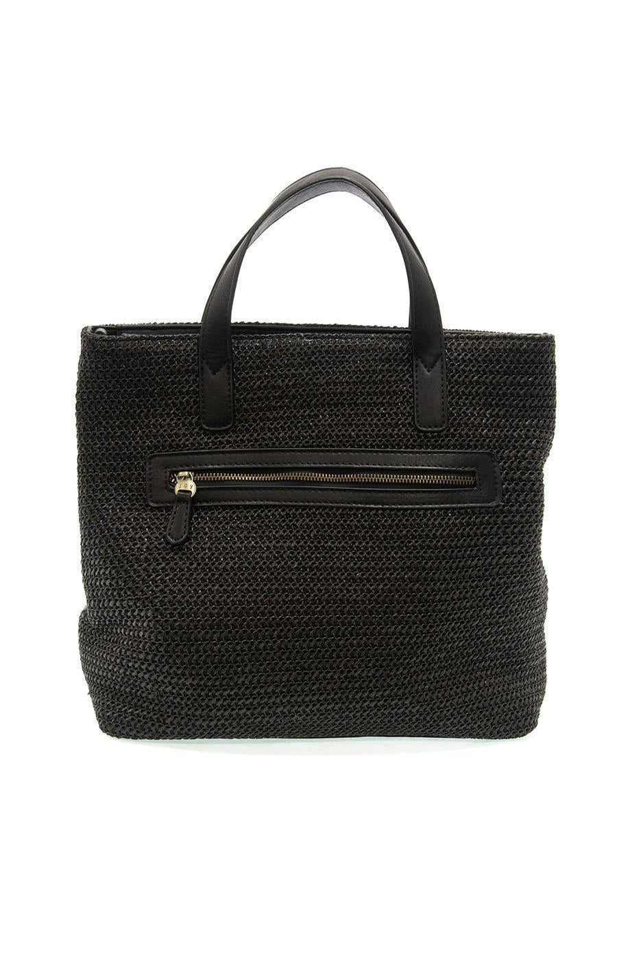 Neutral Lucy Large Straw Convertible Crossbody Tote