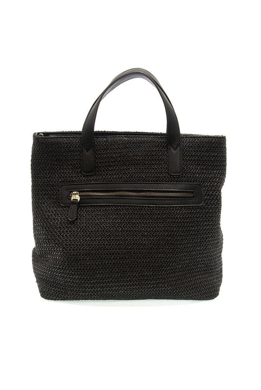 Neutral Lucy Large Straw Convertible Crossbody Tote