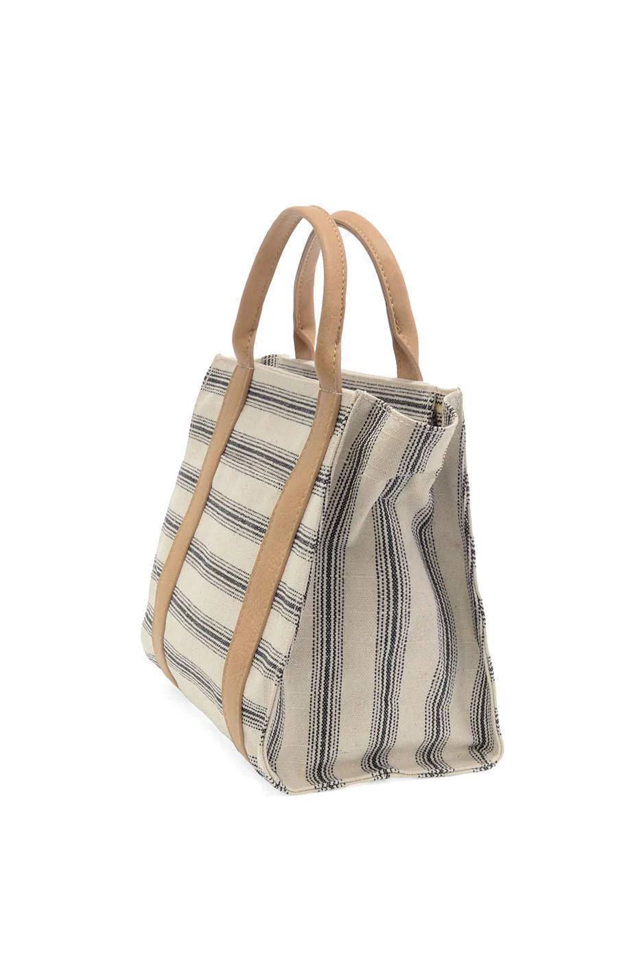 Black Pencil Stripe Gale Medium Canvas Tote