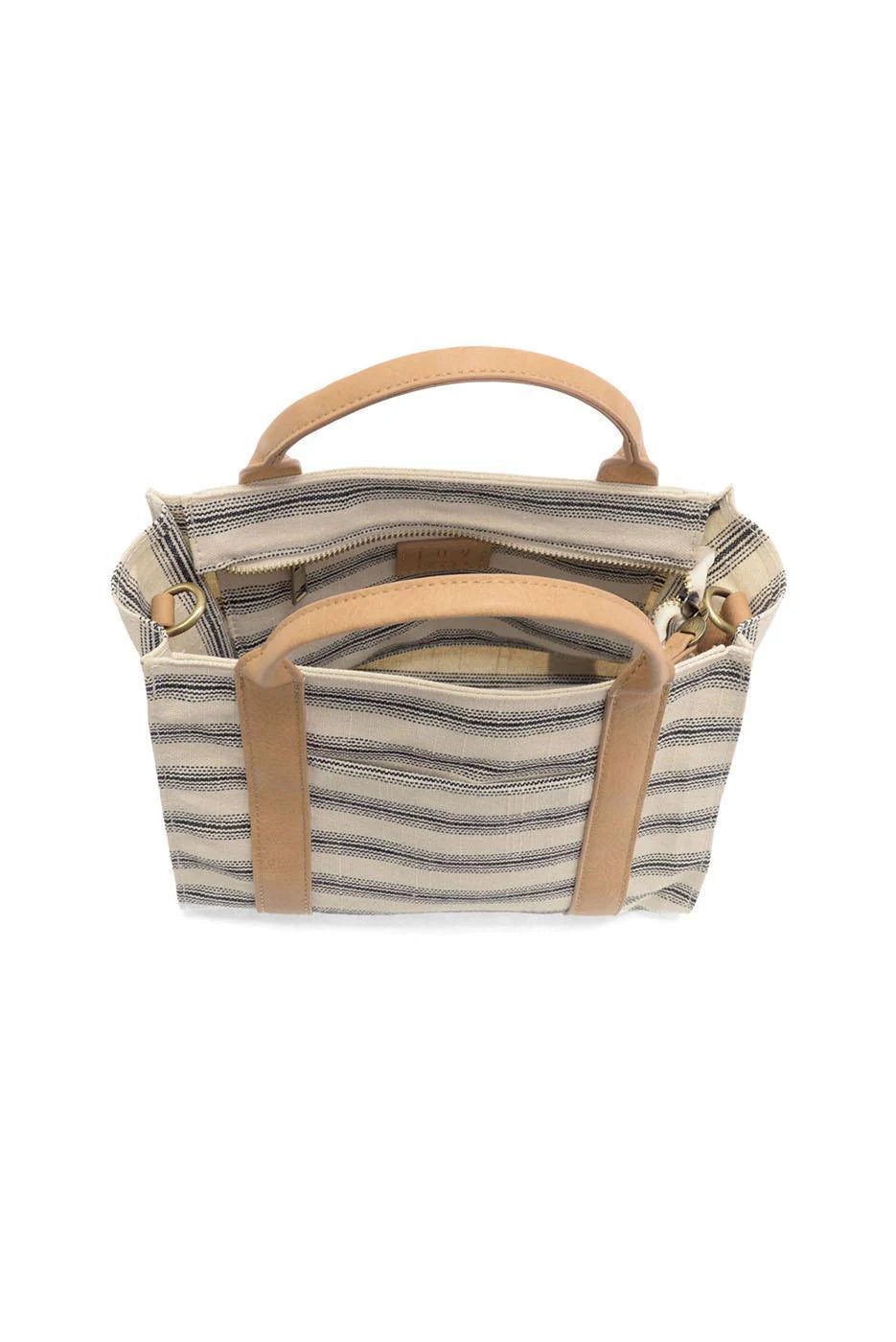Black Pencil Stripe Gale Medium Canvas Tote