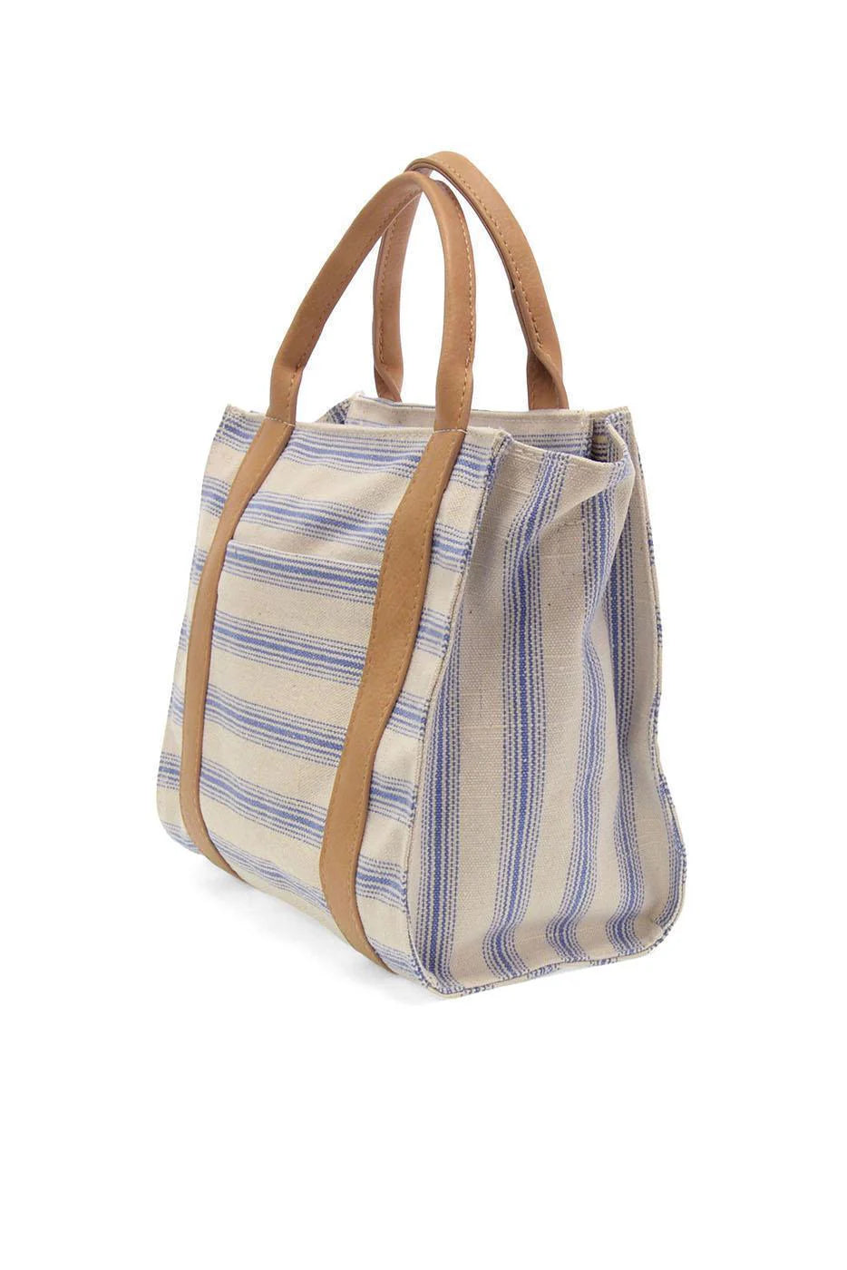 Blue Pencil Stripe Gale Medium Canvas Tote