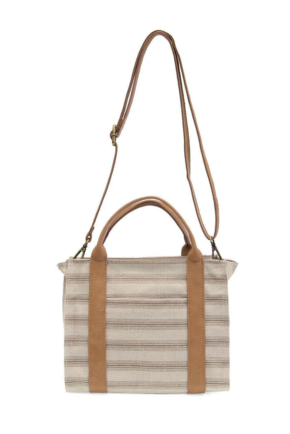 Neutral Pencil Stripe Gale Medium Canvas Tote