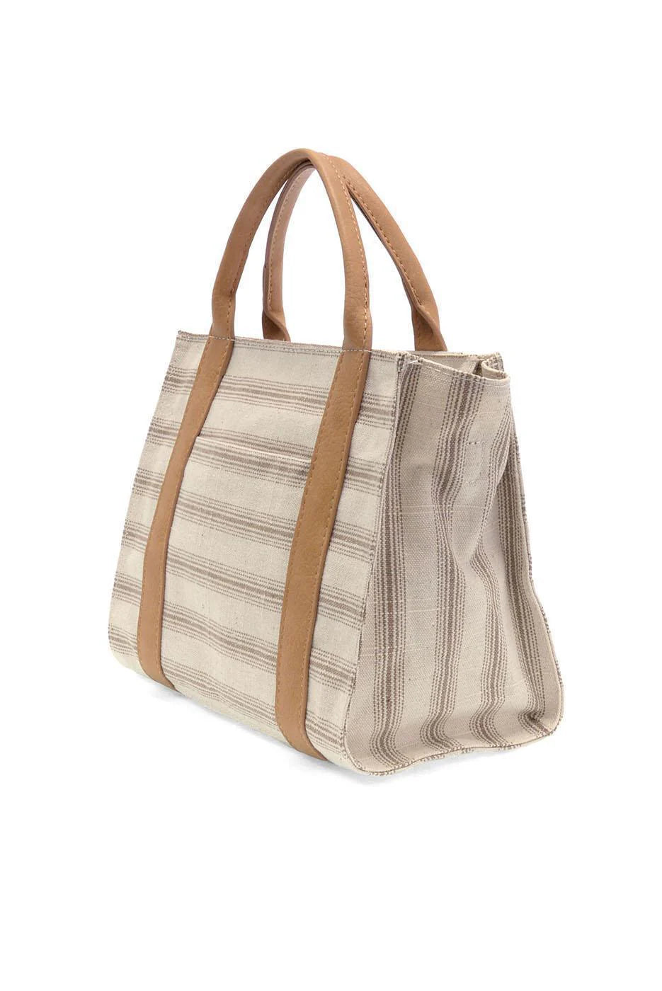 Neutral Pencil Stripe Gale Medium Canvas Tote