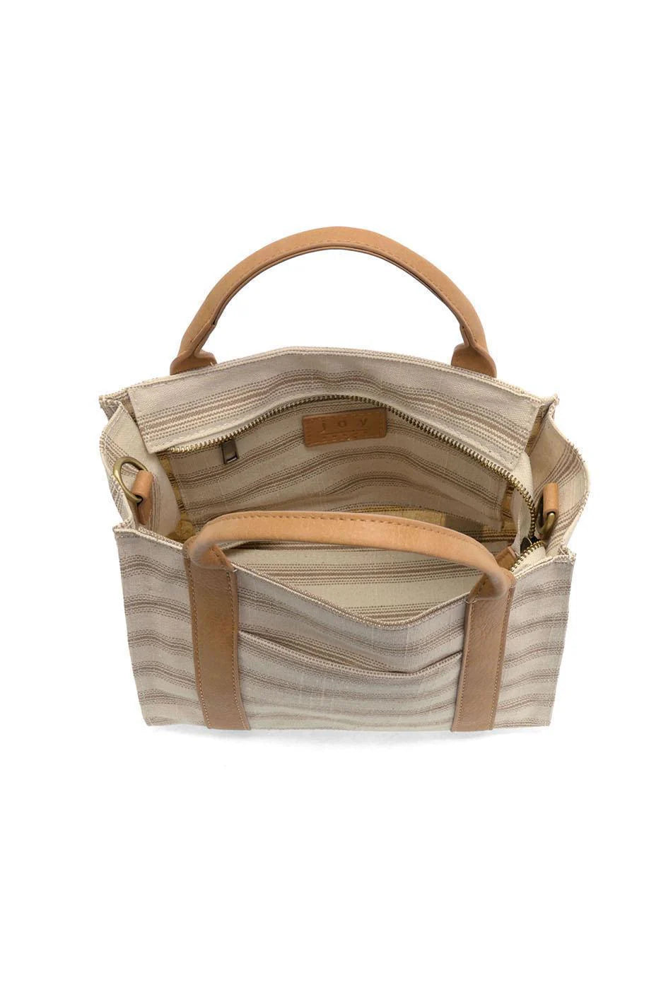 Neutral Pencil Stripe Gale Medium Canvas Tote