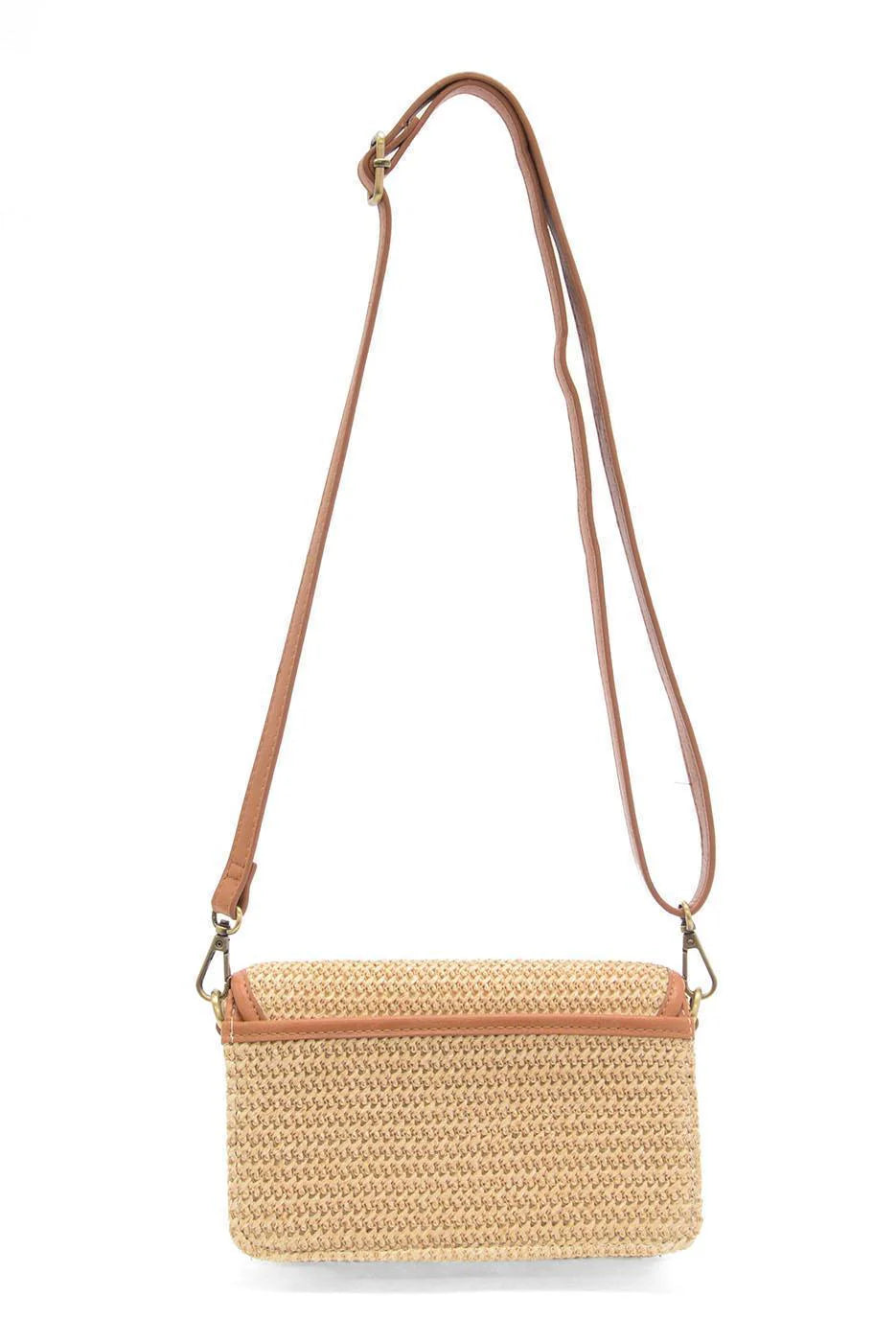 Natural Straw Bonnie Mini Organizer Bamboo Turn lock Crossbody