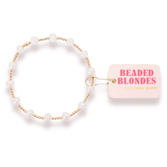 Lolo Pearl Bracelet in Gold by Beaded Blondes at Luxe & Bow