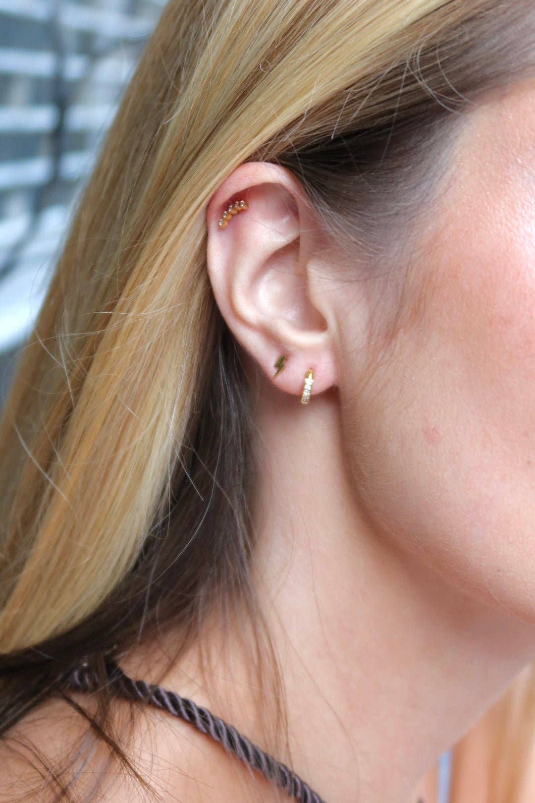 Huggie Earrings - Scarlett Hoop Gold 8mm CZ