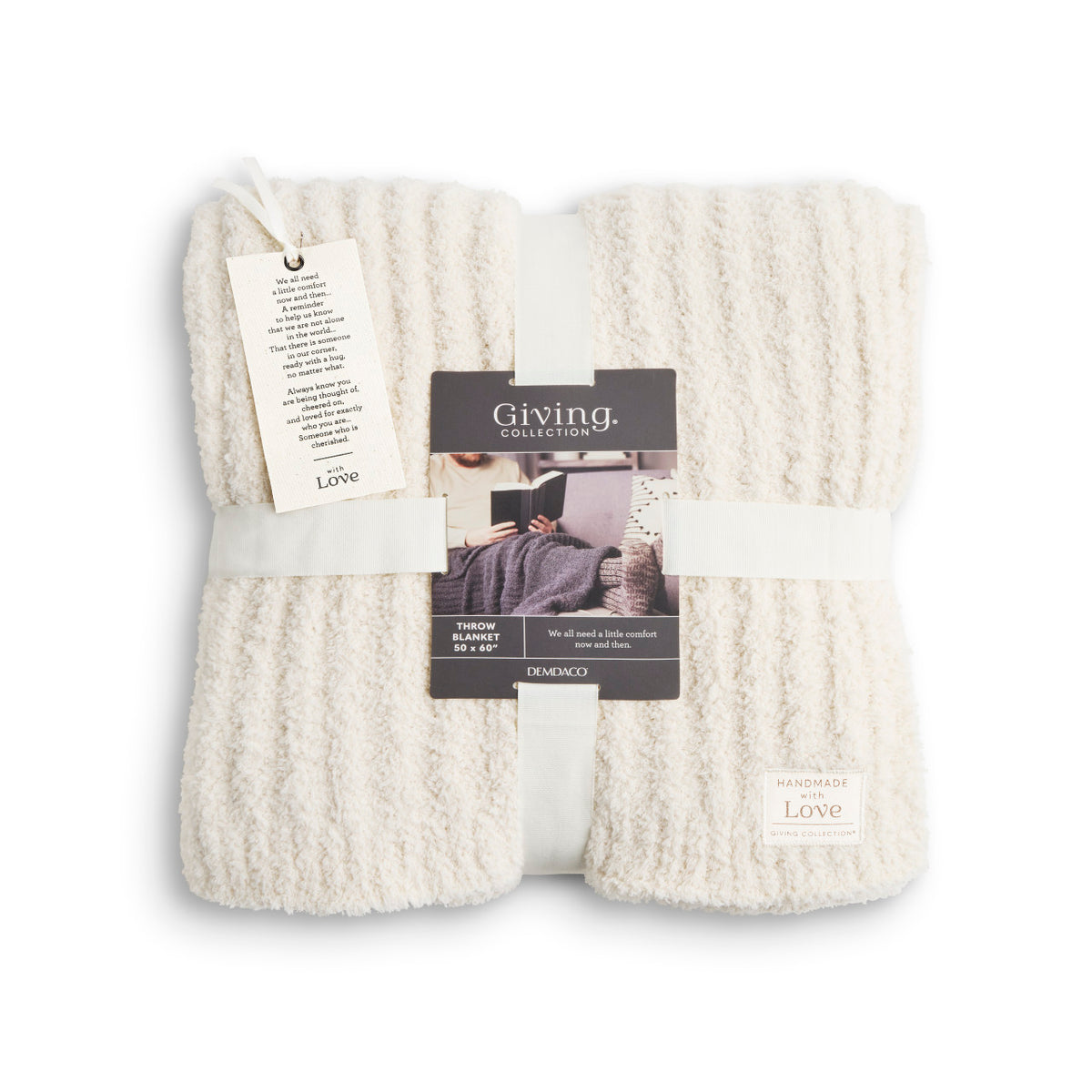 Giving Collection Cream Ribbed Throw Blanket 52" x 62"