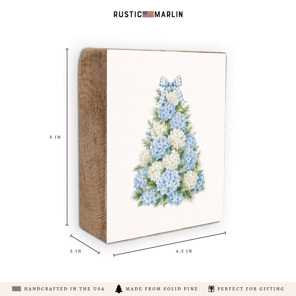 Hydrangea Christmas Tree Block Sign
