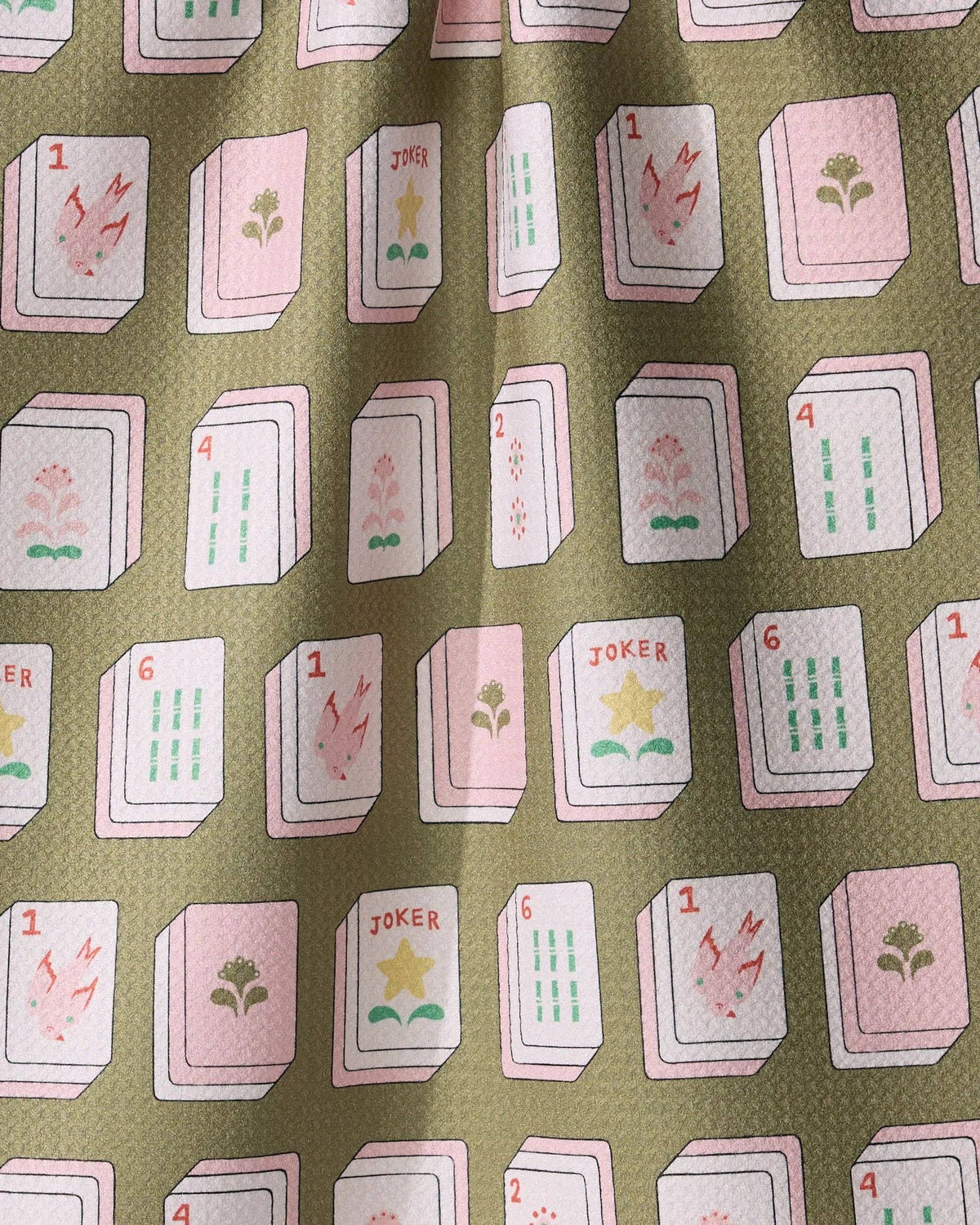 Flower Tiles Tea Towel - Mahjong