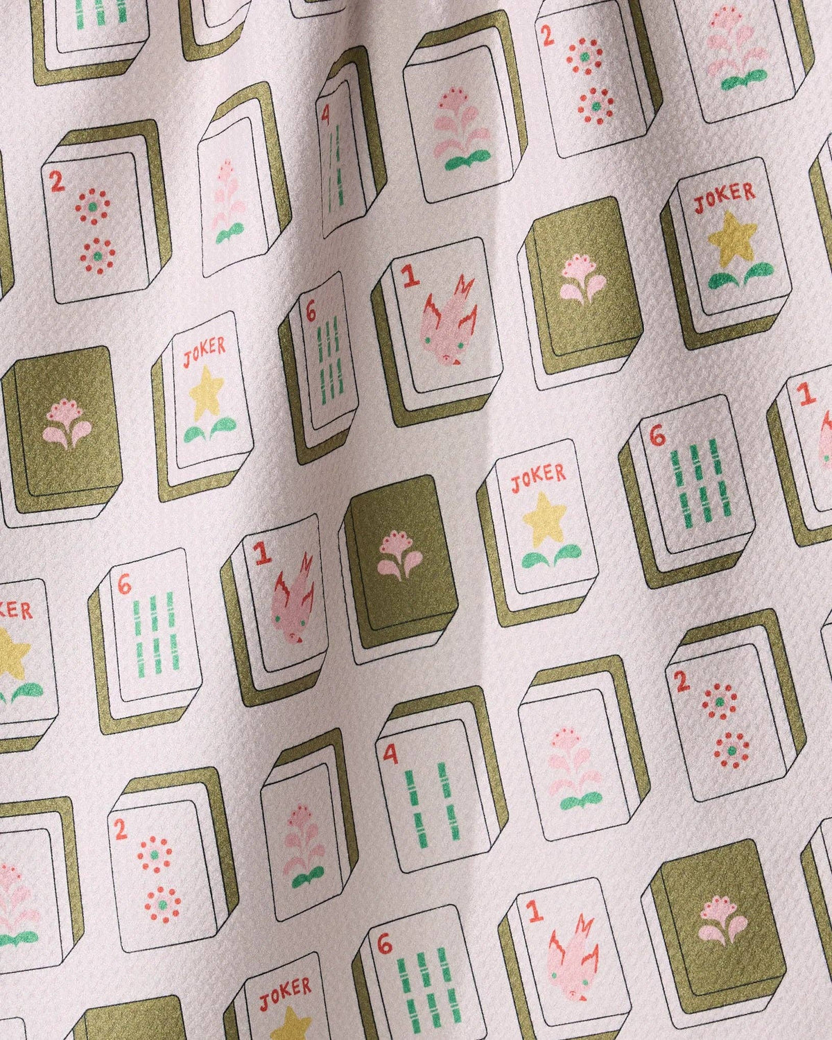 Flower Tiles Tea Towel - Mahjong