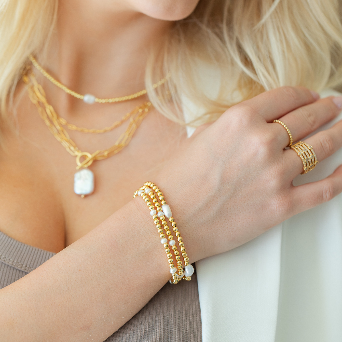 4mm Stretch Medium Pearl Bracelets