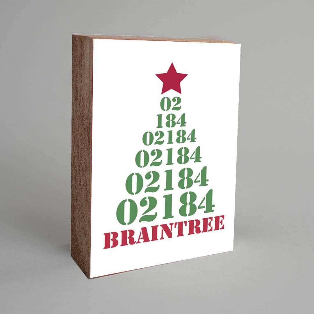 Christmas Tree Zip Code Personalized Block Sign 20777 | Wood Sign