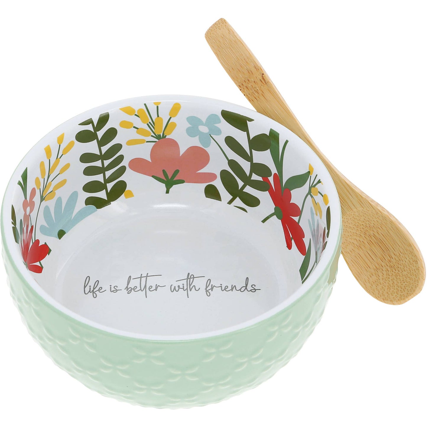 Friends - 4.5" Ceramic Bowl with Bamboo Spoon