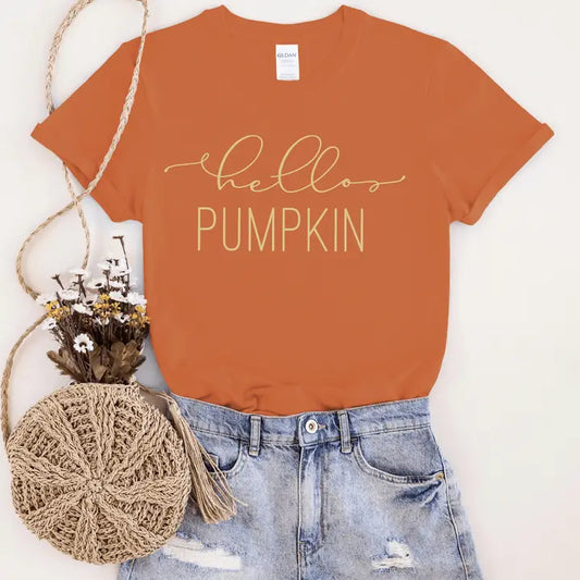 Hello Pumpkin Orange Graphic Tee