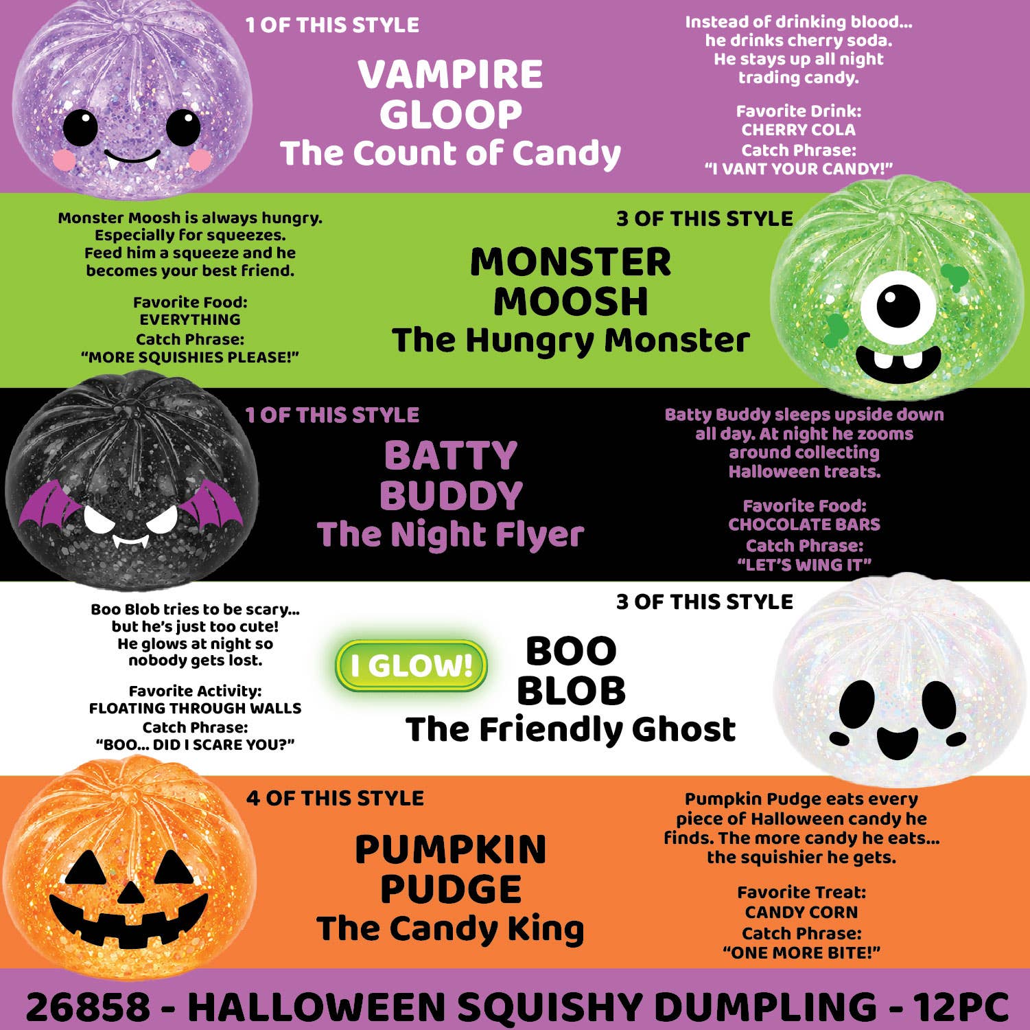 Fun Doh Spooky Mystery Dumpling Squishy Toy - 12/Display by Novelty Brands at Luxe & Bow - additional product view 5