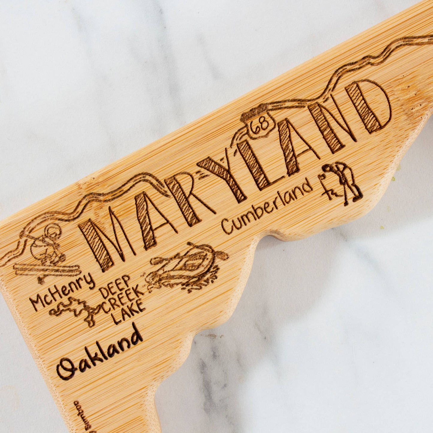 Destination Maryland Cutting Board with Engraved Artwork
