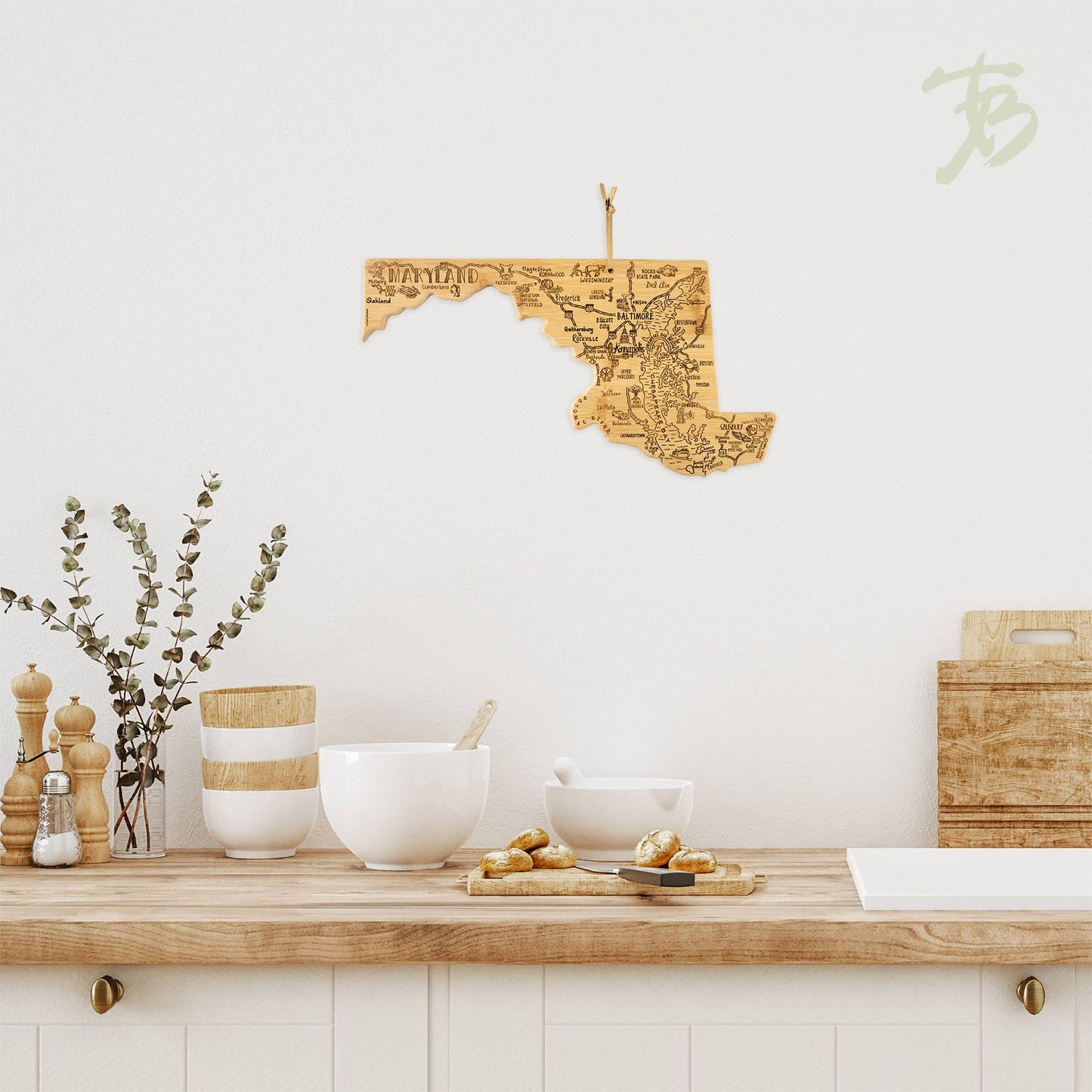 Destination Maryland Cutting Board with Engraved Artwork