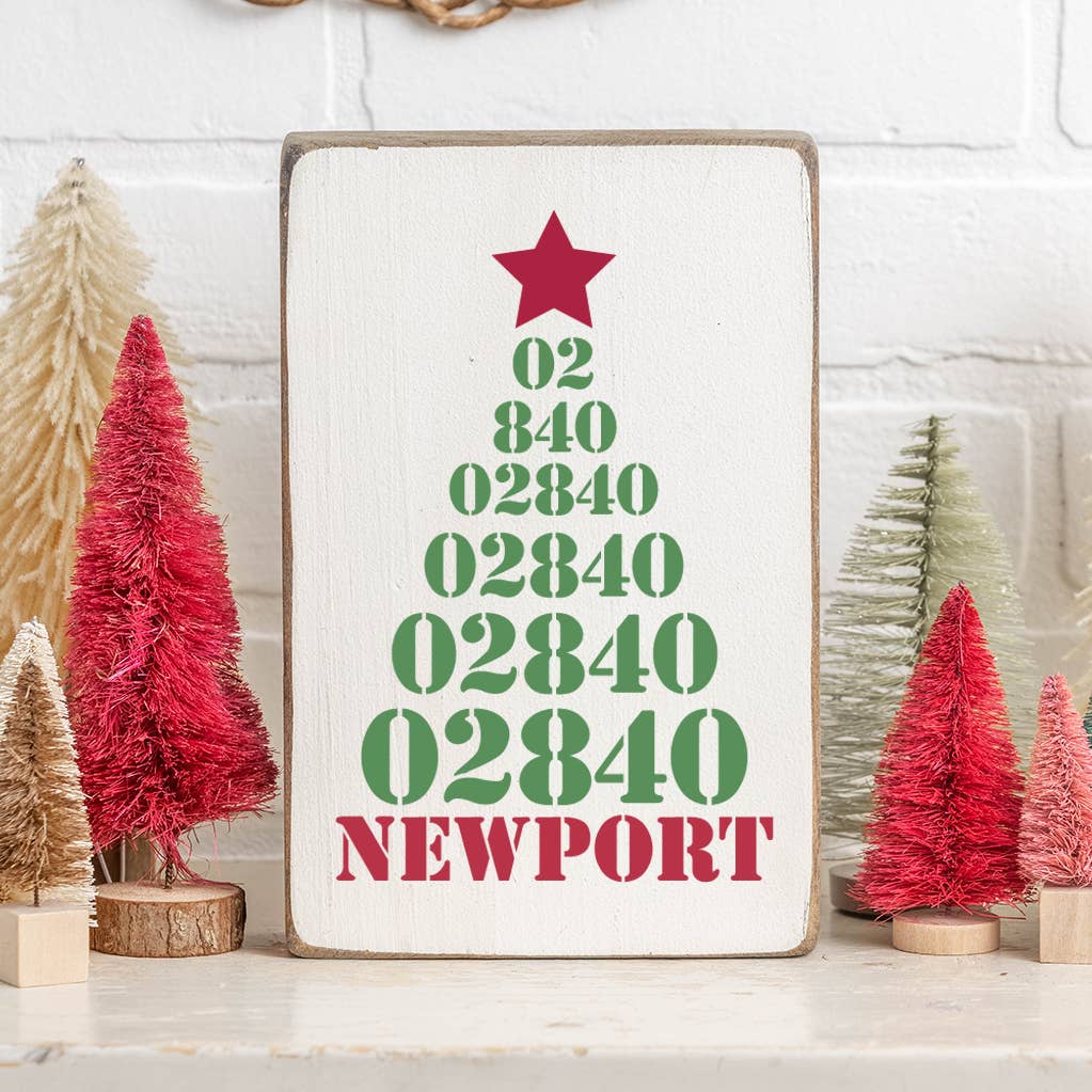 Christmas Tree Zip Code Personalized Block Sign 20777 | Wood Sign