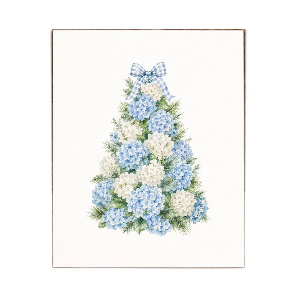 Hydrangea Christmas Tree Block Sign