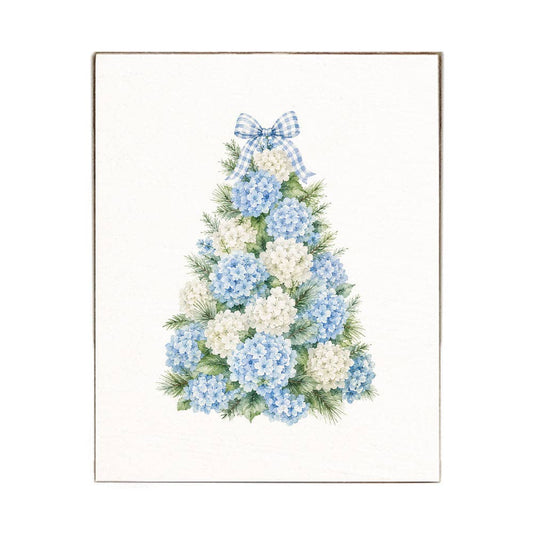 Hydrangea Christmas Tree Block Sign