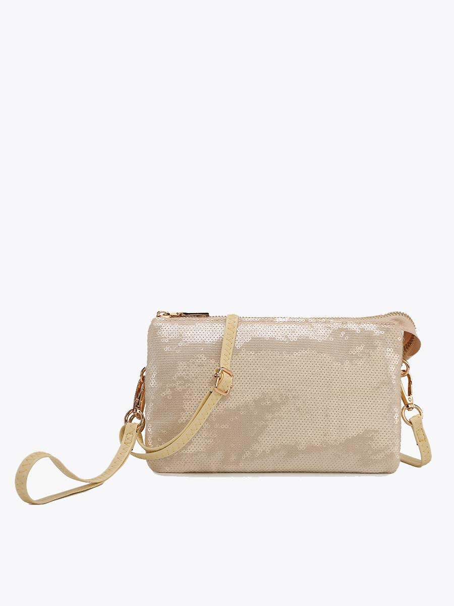 M013SQN Riley Sequin 3 Compartment Crossbody/Wristlet