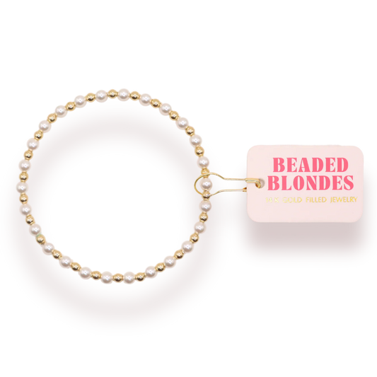 Luci Pearl Gold Bracelet by Beaded Blondes at Luxe & Bow