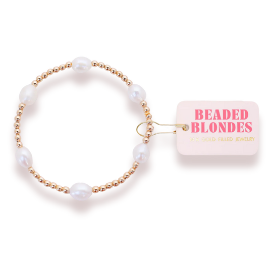 Pearl Poppi Bracelet in Gold by Beaded Blondes at Luxe & Bow